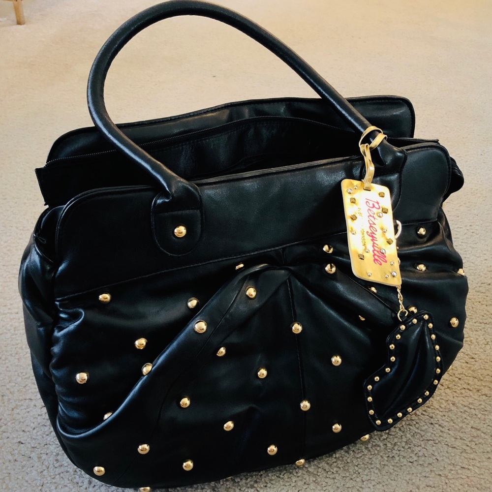 Studded Leather Laptop Tote by Betsey Johnson
